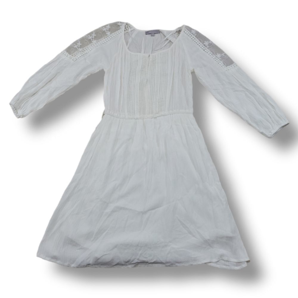 Purple Snow Dress Size Medium Summer Dress Sheer Shoulder Embroidery Long Sleeve